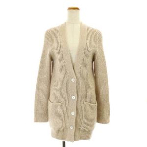ニット カーディガン ミドル丈 長袖 シルク モヘヤ混 ウール混 ベージュ