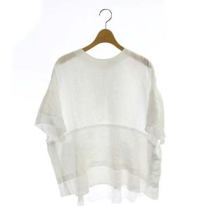 バックジップリネンレイヤーデザインブラウス プルオーバー ホワイト