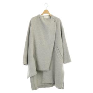 ラムウールストールコート ノーカラーコート アウター 36 グレー