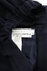 ENFOLD 18AW テーパードパンツ ダブルクロス ゴムタックトラウザー36 ネイビー