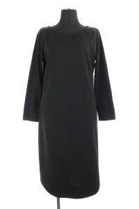 バックオープン長袖ワンピース 膝丈 ブラック