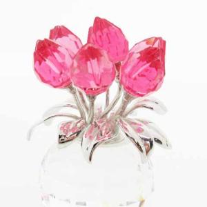 SWAROVSKI チューリップローズ フラワー 置物 オーナメント クリスタル ピンク 626874