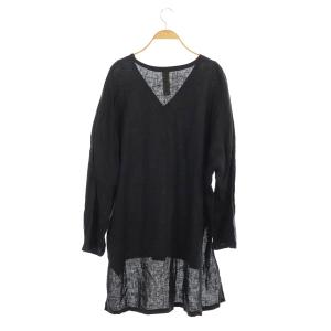 nagonstans リネン Vネック チュニック ブラック