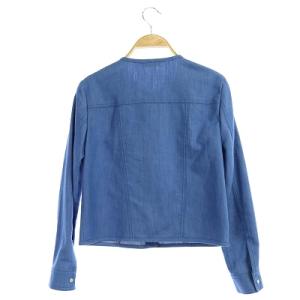 ANAYI 19SS ノーカラージャケット デニムライク 34 ブルー