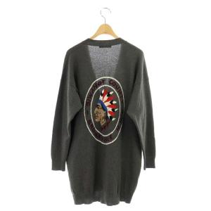 QUEENE AND BELLE アパルトモン取り扱い ニット カーディガン 長袖 ウール バックデザイン ロング Vネック グレー