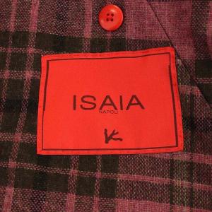 ISAIA テーラードジャケット 背抜き 3B カシミヤ混 チェック柄 44 ピンク