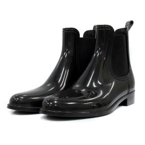 ガスパール サイドゴア レインブーツ エナメル 39 25cm 黒 ブラック