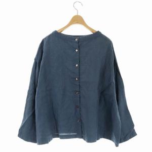nest Robe 19SS バックボタンリネンブラウス ネイビー