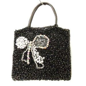 フェイクパールトートバッグ ブラック