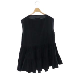 Martin Margiela 6 20SS アシンメトリックラッフルポプリンノースリーブチュニックブラウス 36 ブラック