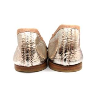 Repetto バレエシューズ ラウンドトゥ リボン 牛革 36 シルバー ピンク