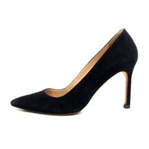 MANOLO BLAHNIK パンプス ポインテッドトゥ スエード ハイヒール 36 23.0cm 紺 ネイビー