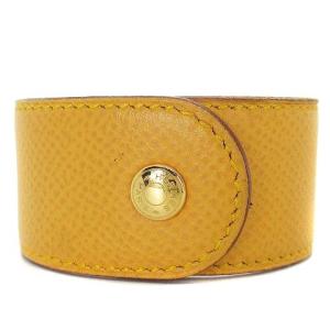 HERMES メドール ブレスレット レザー スタッズ W刻印 黄色