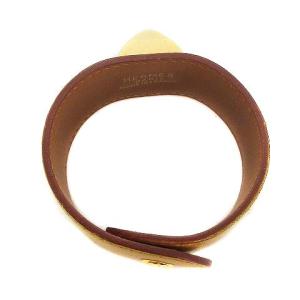 HERMES メドール ブレスレット レザー スタッズ W刻印 黄色