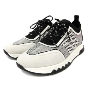 HERMES アディクト Hロゴ ニット スニーカー 37 黒 白