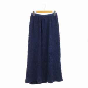 16Gフクレジャカードニットスカート ロング フレア 青 ブルー