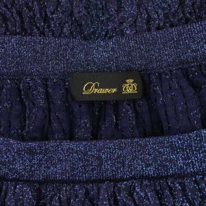 Drawer 16Gフクレジャカードニットスカート ロング フレア 青 ブルー