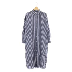 コットンストライプシャツワンピース ネイビー