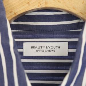 BEAUTY&YOUTH UNITED ARROWS コットンストライプシャツワンピース ネイビー