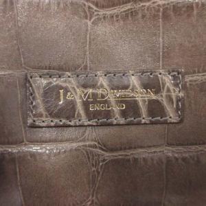 J&M DAVIDSON トートバッグ ハンドバッグ ショルダーバッグ クロコ型押し 総柄 カデナ 南京錠 レザー 牛革 茶 ブラウン