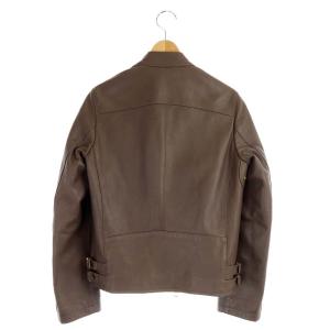 CINQUANTA ラムレザーダブルライダース ジャケット ブルゾン 羊革 ダブルジップ 40 茶 ブラウン