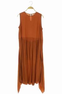 ギャザーデザインノースリーブワンピース S テラコッタ