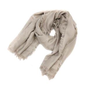 ショール・モノグラム シルク ウール混 グレージュ M71336