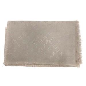 LOUIS VUITTON ショール・モノグラム シルク ウール混 グレージュ M71336
