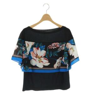 花柄ジャージスカーフトップス 36 ブラック