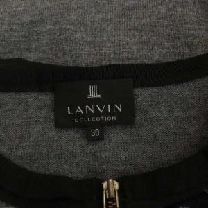LANVIN コレクション カーディガン ニット レース切替ジップアップ ウール 38 グレー