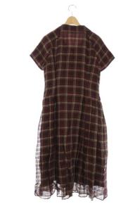 Leilian シルク混チェック柄シャツワンピース ロング 9 レッド