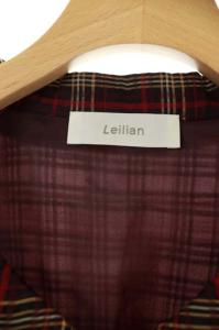 Leilian シルク混チェック柄シャツワンピース ロング 9 レッド