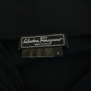 Salvatore Ferragamo フロントギャザーデザインTシャツ L ブラック