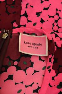 kate spade new york バブルドットタイフロントドレス ひざ丈 五分袖 総柄 0 ピンク