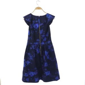 kate spade new york ノースリーブ花柄ワンピース ひざ丈 0 ネイビー ブルー