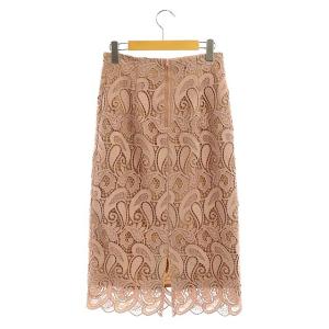 ANAYI 21AW ペイズリーケミカルレースタイトスカート ロング 36 ピンク