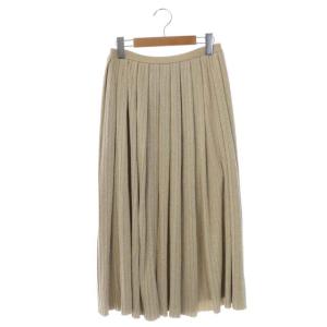 ラメプリーツニットスカート ロング ベージュ