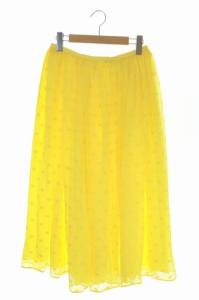 ドットギャザースカート ロング シルク 36 黄