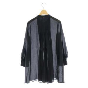 ANAYI 21SS ローンチュニック ブラウス シャツ 長袖 シルク混 36 黒 ブラック