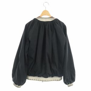 GIVENCHY ノーカラーブルゾン ナイロンジャケット ギャザー切替 シルク ペイズリー柄 34 ブラック