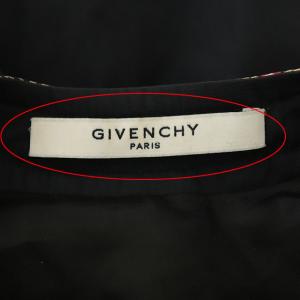 GIVENCHY ノーカラーブルゾン ナイロンジャケット ギャザー切替 シルク ペイズリー柄 34 ブラック