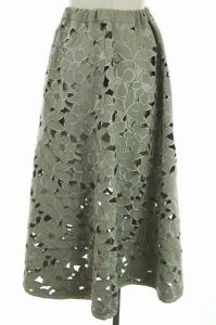 Ameri VINTAGE VIOLA CUTWORK FLARE SKIRT スカート ヴィオラ カットワークレース グレー