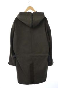 LANVIN 加工ミリタリーモッズコート ロング 薄手 ジップアップ フード 46 カーキ