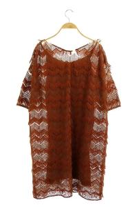 GRACE CONTINENTAL 19SS キカフリンジワンピース 八分袖 ミモレ丈 フレア 36 ブラウン
