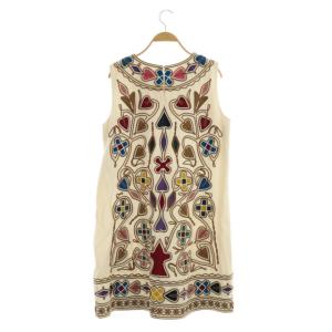 GRACE CONTINENTAL 19AW マルチモチーフコード刺繍ワンピース 38 アイボリー 