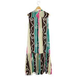 Grace Class 20SS マリンプリントボウタイワンピース ロング ミモレ ノースリーブ バンドカラー 総柄 36 マルチカラー