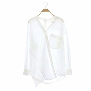 アシンメトリーコットンシャツ 長袖 38 白 ホワイト