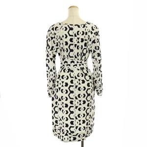 DIANE von FURSTENBERG シルク総柄ワンピース ひざ丈 6 ホワイト