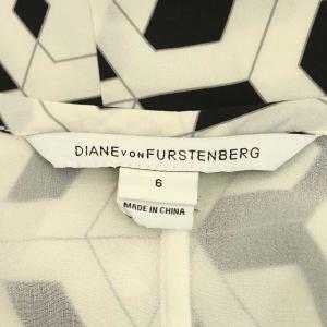 DIANE von FURSTENBERG シルク総柄ワンピース ひざ丈 6 ホワイト
