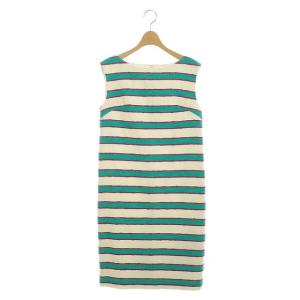 ボートネックボーダータイトワンピース 36 ターコイズグリーン